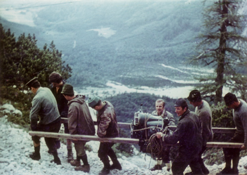 Difficult and dangerous - carrying the engine up steep walls – 1969